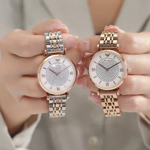 Diamond Dial Alloy Case Stainless Steel Band Business Fashion Waterproof Women’s Watch with Glass Crystal