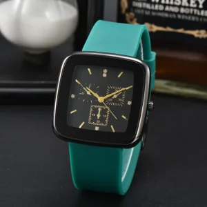 Diamond Inlaid Timing Square 40.5mm Large Dial Multifunctional Business Quartz Movement Trendy Quartz Men’s Watch