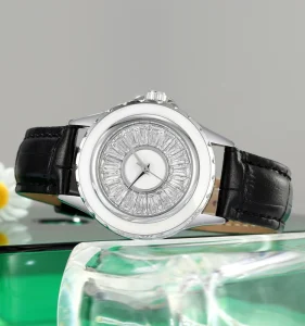 Diamond Quartz Fashion Women’s Watch Crystal Inlay Stainless Steel Band Sapphire Glass Pointer Dial Waterproof Anniversary Gift