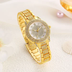 Diamond Rhinestone Women’s Alloy Glass Dial Fashion Wrist Watch
