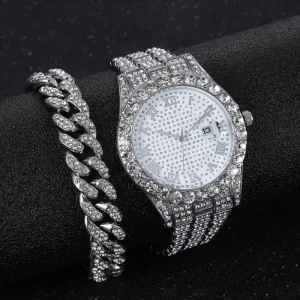 Diamond Set Roman Numeral Calendar Women’s Watch Ladies’ Watch Women’s Wristwatch