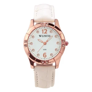 Diamond-encrusted Women’s Watch with Red Leather Strap Quartz Watch Simple and Waterproof New and Popular Style for Women