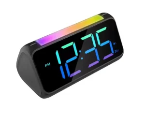 Digital Clock With RGB Night Light Color Screen Display ABS Alarm Clock In Black & White OEM & ODM Supported