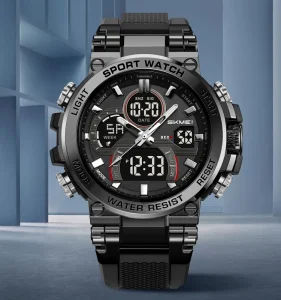 Digital Dual Time Watch Factory Sport Style 5atm Waterproof 12 24 Hour
