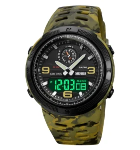 Digital Sport Watch for Men 50mm LED Display Alarm Water Resistant 5BAR Silicone Band