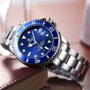 Diver Automatic Watches Self Winding Blue Custom Watch Dial OEM Men Luminous Hands Pointers Mechanical Watch