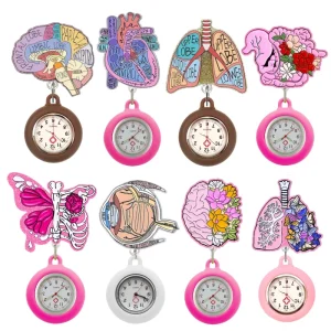 Doctor Nurse Watch Medical Stretchable Telescopic Watch with Badge Clip and Pocket Design Electronic Acrylic Flatback