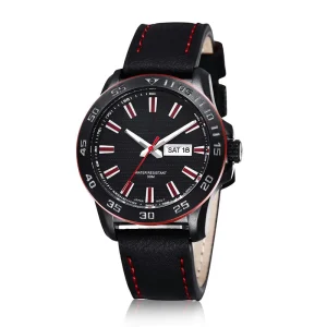 Double Calendar Sports Watch Black Case Waterproof Male Reloj Japan Movement Flash Light Wristwatch