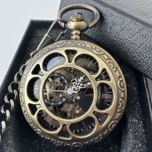 Double Side Open Roman Flower Frame Pocket Watch Manual Mechanical Pocket Watches
