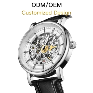 Double-Sided Hollow 80-Hour Kinetic Energy Storage Stainless Steel Men’s Automatic Mechanical Analog Watch 20mm Sapphire