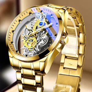 Double-sided Transparent Skeleton Watch Men’s Watch Waterproof Luminous Quartz Watch