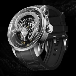 Dragon White Gold Automatic Mechanical Watch for Men 3Bar Waterproof Luminous Sapphire 316L Steel