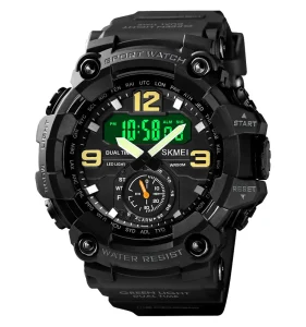 Dual Time Analog Digital Watch for Men Sports Waterproof 1637