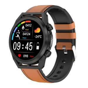 ET310 Smart Watch Calls Heart Rate Blood Pressure Body Temp ECG World Time IP67 Waterproof Aluminum Alloy Case IPS Silicone Band