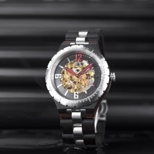 Ebony Zebra Wood Automatic Luxury Mechanical Watch Stainless Steel Band Fast Delivery Christmas Gift Low MOQ Customizable Charm