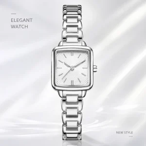 Eco Friendly Luxury Sport Quartz Glass Small Steel Strap Women’s Watch Workplace Artistic Elegant Stacked Square Simple Fashion