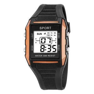 Electronic Digital Watch Men Waterproof Fashion Watch Square Dial Silicone Strap Sport Watches