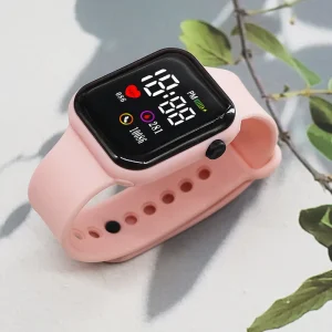Electronic Plastic Cartoon Kids Gift Wristwatch Bracelet Rectangle Sports Children LED Digital Watch Students