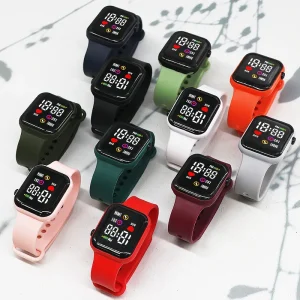 Electronic Silicon Cartoon Kids Gift Wristwatch Bracelet Square Sports Children LED Digital Watch for Students