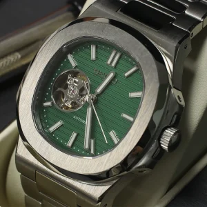 Elegant Classic Waterproof 41mm Pointer Sapphire Crystal Square Wristwatch Men Business Mechanical Stainless Steel Band