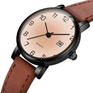 Elegant Luxury Quartz Women’s Watch Retro Business Glass Trendy Minimalist Design Fashionable Alloy Stylish Leather Strap