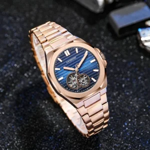 Elegant Luxury Women’s Quartz Watch Compact Skeleton Flywheel Stainless Steel Band Glass Dial