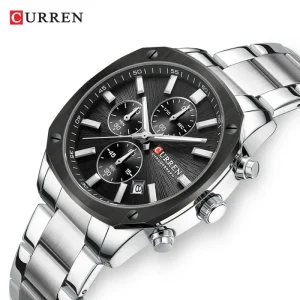 Elegant Men Quartz Watch Luminous Chronograph Calendar Waterproof Stainless Steel Strap Casual Business Men Watches