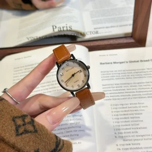 Elegant Quartz Women’s Watch Square Alloy Leather Strap