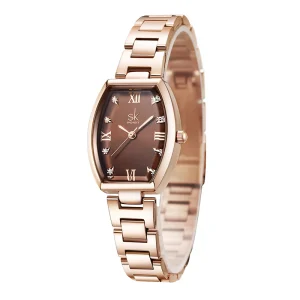 Elegant Retro Tonneau Women Watch Rhinestone Embellished Quartz Wristwatch 3ATM Waterproof Stainless Steel Band Daily Wear