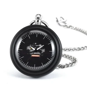 Elegant Stainless Steel Round Pocket Watch with Japanese Quartz Movement