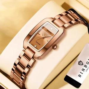 Elegant Women’s Quartz Watch Stainless Steel Ultra-thin Square 30m Water Resistant