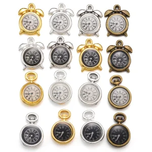Enamel Clock Charms Antique Bronze Metal Watch Pendants Fit DIY Necklace Bracelet Charms for Jewelry Making W80