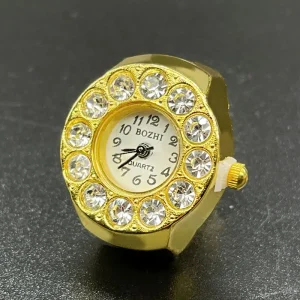 Engagement Wedding Gift Rhinestone Ring Watch Quartz Movement Stainless Steel Gold Plated Rose Gold Silver Elastic Band