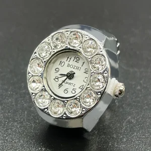 Engagement Wedding Gift Rhinestone Ring Watch Quartz Stainless Steel Gold Plated Rose Gold Silver Elastic Band