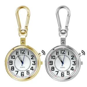English Talking Pocket Watch Speaks Loudly for the Elderly and Visually Impaired Stainless Steel Gold Quartz Pocket Watch
