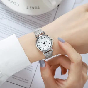 European Simple Vintage Style Fashion Narrow Stainless Steel Strap Women’s Alloy Small Dial Student Quartz Watch