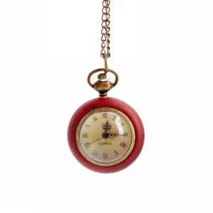 European Vintage Wood Watch Mahogany Circle case Antique Men’s and Women’s Pocket Watch Necklace Watch
