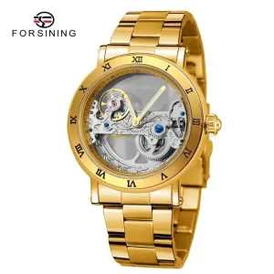European and American Fashion Double-sided Hollow Carved Movement Automatic Mechanical Water Resistant Alloy Watch