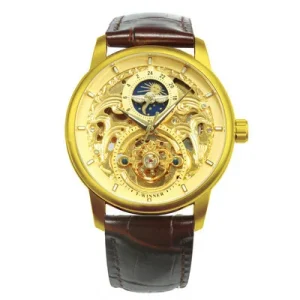 European and American Waterproof Fashion Casual Moon Phase Carved Hollow Automatic Mechanical Watch for Men