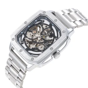 Expensive High End Automatic Luxury Brand Business Fashion Square Glass Dial Hand Watch for Unisex