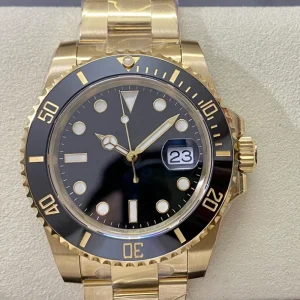 Exquisite Craftsmanship Men’s Automatic Diver Watch All Gold Plated Stainless Steel with Black Bezel Luxury Sport Design Watch
