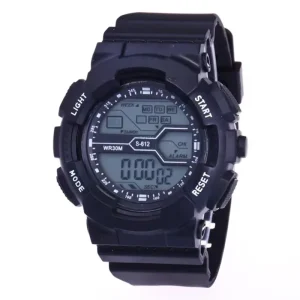 F8080 Digital Watch Unisex 40mm Plastic Case Band Citizen Movement Water Resistant Black Leather Deployment Clasp Dial