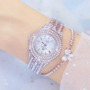 FA1578 Full Diamond Jewelry Buckles Round Waterproof Quartz Watch