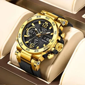 FOXBOX FB0033 Luxury Digital Sports Watch Men’s Fashion Outdoor Analog Digital Silicone Strap 30M Waterproof Chronograph