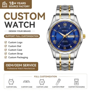 Factory Custom Business Dress Analog Luminous Date Men’s Luxury Fashion Stainless Steel Waterproof Casual Large Dial Watches