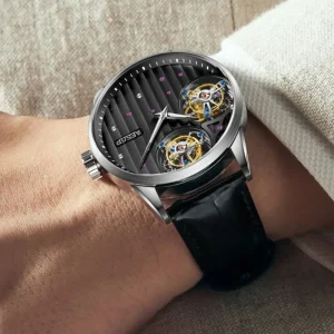 Factory Custom Logo Double Tourbillon Luxury Sapphire 316L Steel Waterproof Luminous 9 12 Point Men’s Mechanical Watch