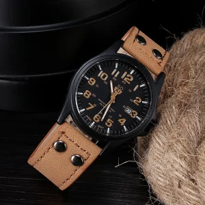 Factory Custom Logo Men’s Casual Quartz Watches Fashion Leather Strap Sports Style Calendar 40mm Dial Men Watches