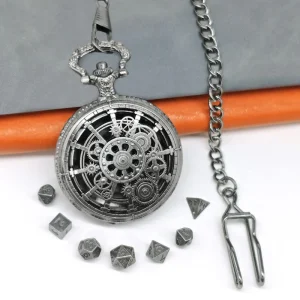 Factory Custom Mini D&D Dice Set Polyhedron Pocket Watch Shell Made Zinc Alloy Material for Dungeons Dragons Role Playing Games