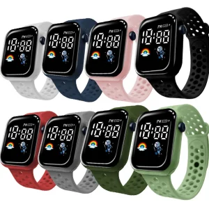 Factory Custom logo Rainbow Pattern LED Watch Digital Children Women Men Sports Electronic Watch