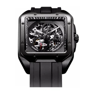 Factory Design Custom All Skeleton Flywheel Luminous Mechanical Business Steel Watches